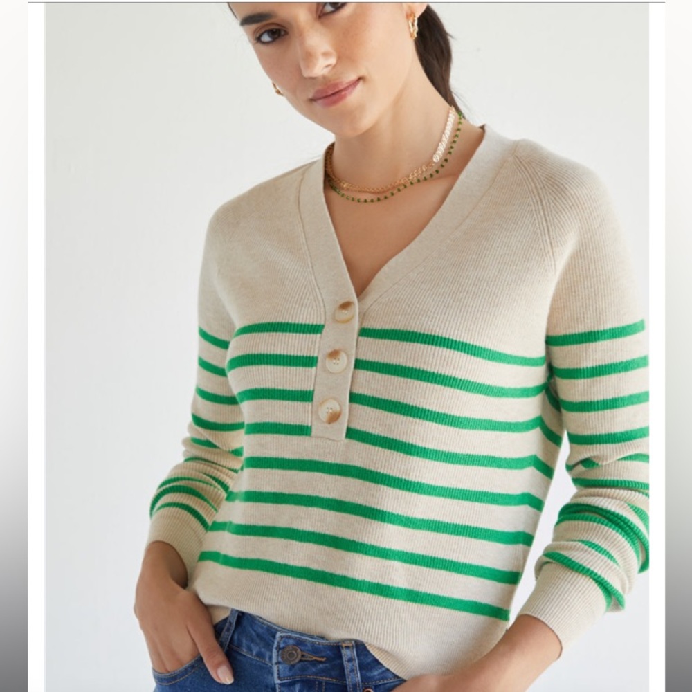 Striped Henley Pullover size small